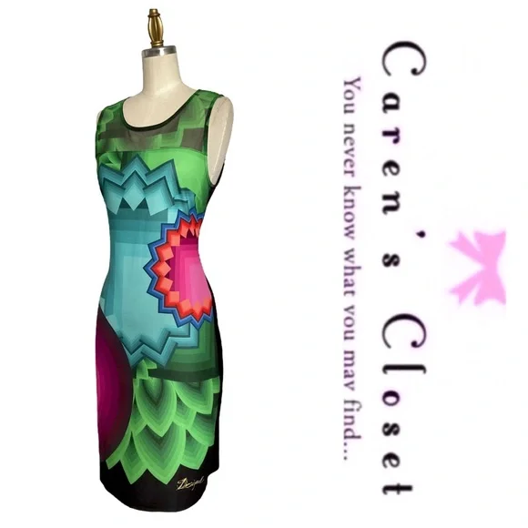 Desigual Mod Graphic Print Sleeveless Adriana Tank Dress - Picture 3 of 9